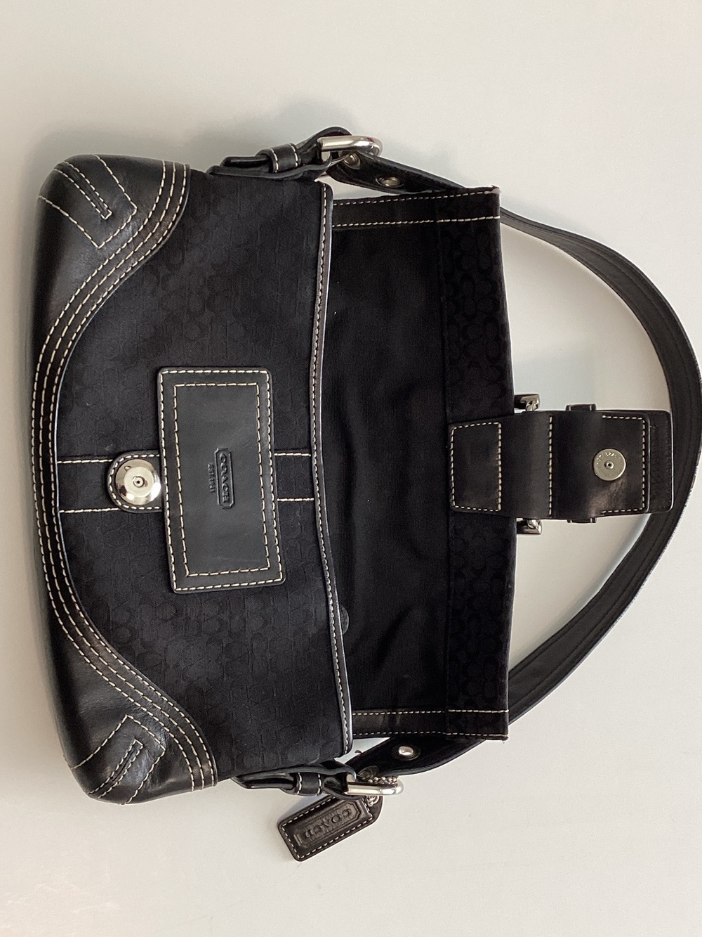 Coach Signature Black Shoulder Bag - Picture 9 of 14